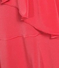 Eva Varro Knit Jersey V-Neck 3/4 Sleeve Asymmetric Ruffled Tunic