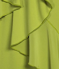 Eva Varro Knit Jersey V-Neck 3/4 Sleeve Asymmetric Ruffled Tunic