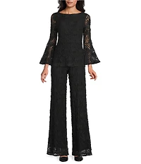Eva Varro Lace Elastic Waist Wide Leg Double Layer Pants