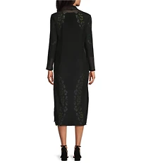 Eva Varro Mesh Knit Shawl Collar Long Sleeve Open-Front Long Cardigan