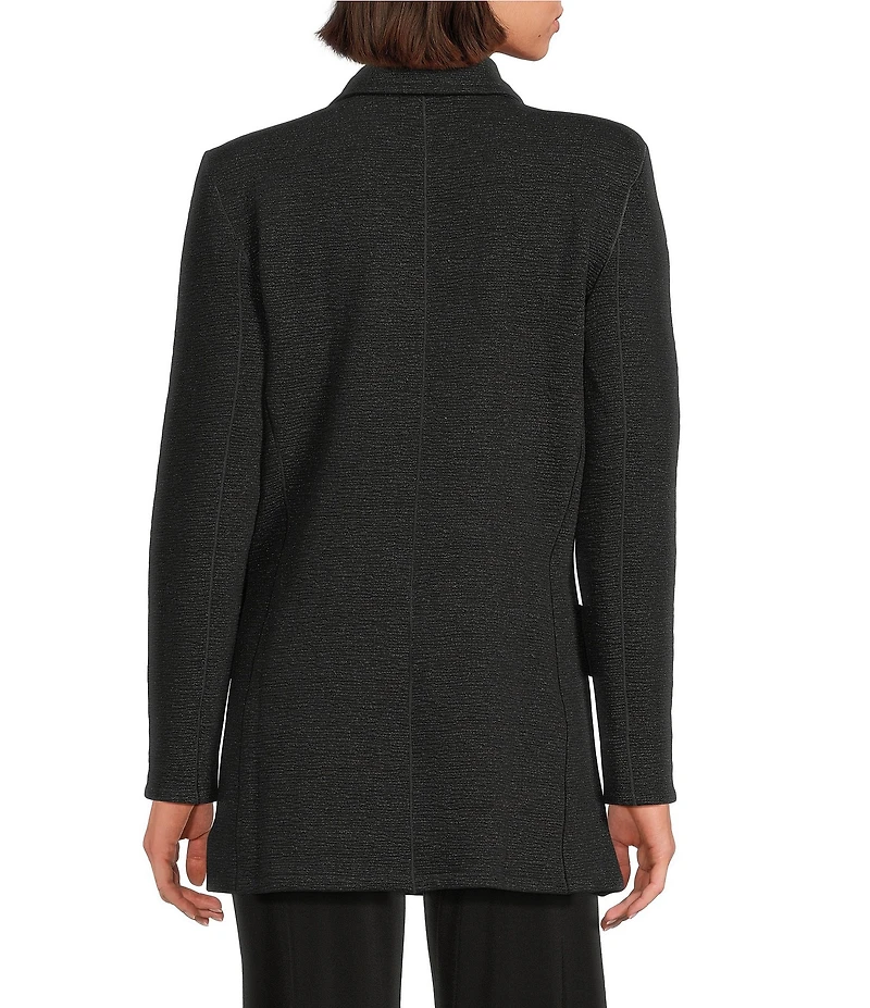 Eva Varro Metallic Jacquard Peaked Lapel Long Sleeve Double Breasted Jacket