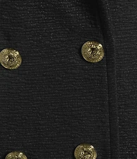 Eva Varro Metallic Jacquard Peaked Lapel Long Sleeve Double Breasted Jacket