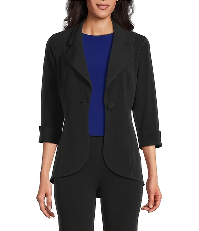 Eva Varro Notch Lapel 3/4 Sleeve High Low Jacket