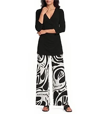 Eva Varro Printed Elastic Waist Wide Leg Coordinating Pants