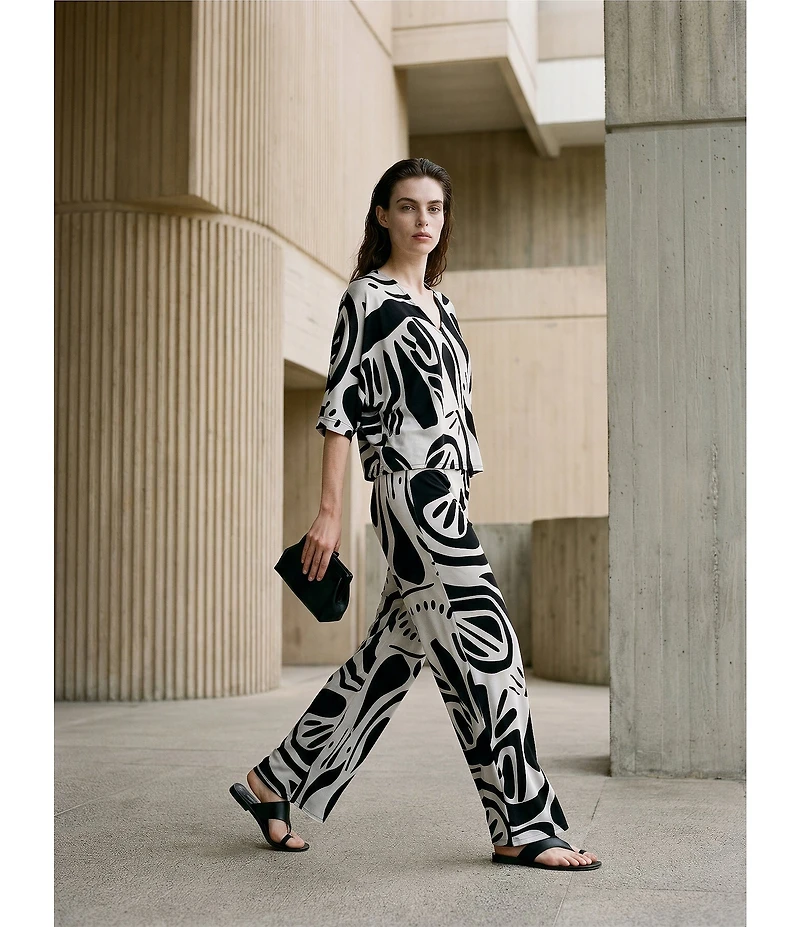 Eva Varro Printed Elastic Waist Wide Leg Coordinating Pants