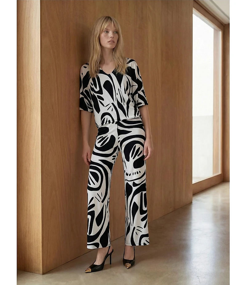 Eva Varro Printed Elastic Waist Wide Leg Coordinating Pants