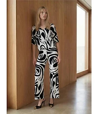 Eva Varro Printed Elastic Waist Wide Leg Coordinating Pants