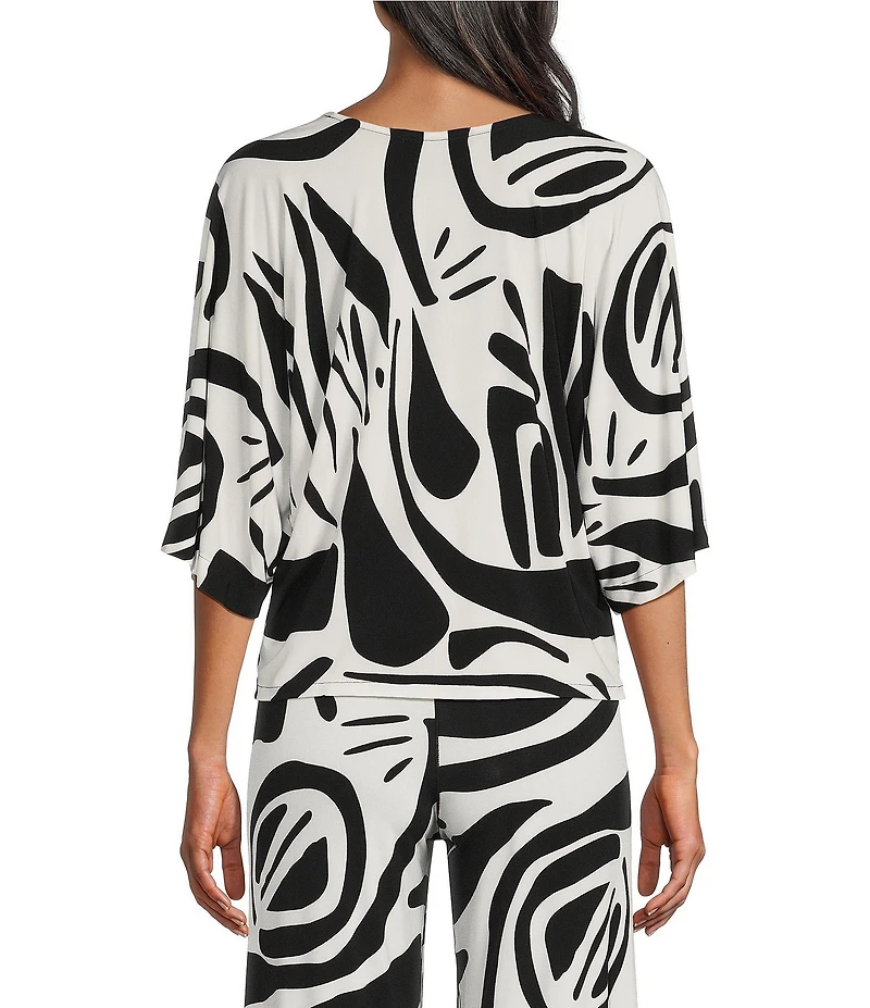 Eva Varro Printed V-Neck Elbow Sleeve Coordinating Kaftan Top