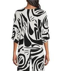 Eva Varro Printed V-Neck Elbow Sleeve Coordinating Kaftan Top