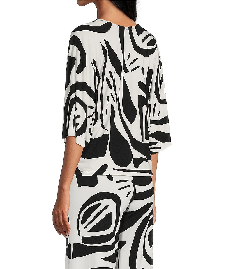 Eva Varro Printed V-Neck Elbow Sleeve Coordinating Kaftan Top