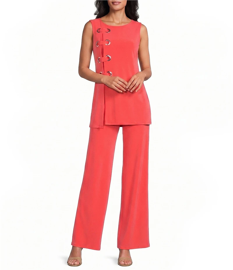 Eva Varro Single Layered Elastic Waist Straight Wide Leg Pants