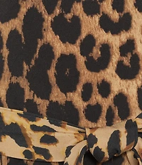Eva Varro Turn Turn Cheetah Print V-Neck 3/4 Bell Sleeve A-Line Midi Dress