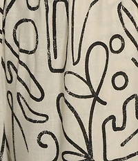 Every Abstract Print Linen Blend High Rise Pull On Coordinating Shorts