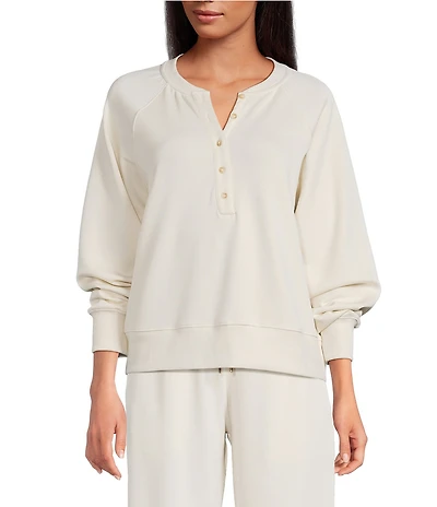 Every Coordinating Knit Henley Long Sleeve Button Front Sweatshirt