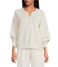 Every Coordinating Knit Henley Long Sleeve Button Front Sweatshirt