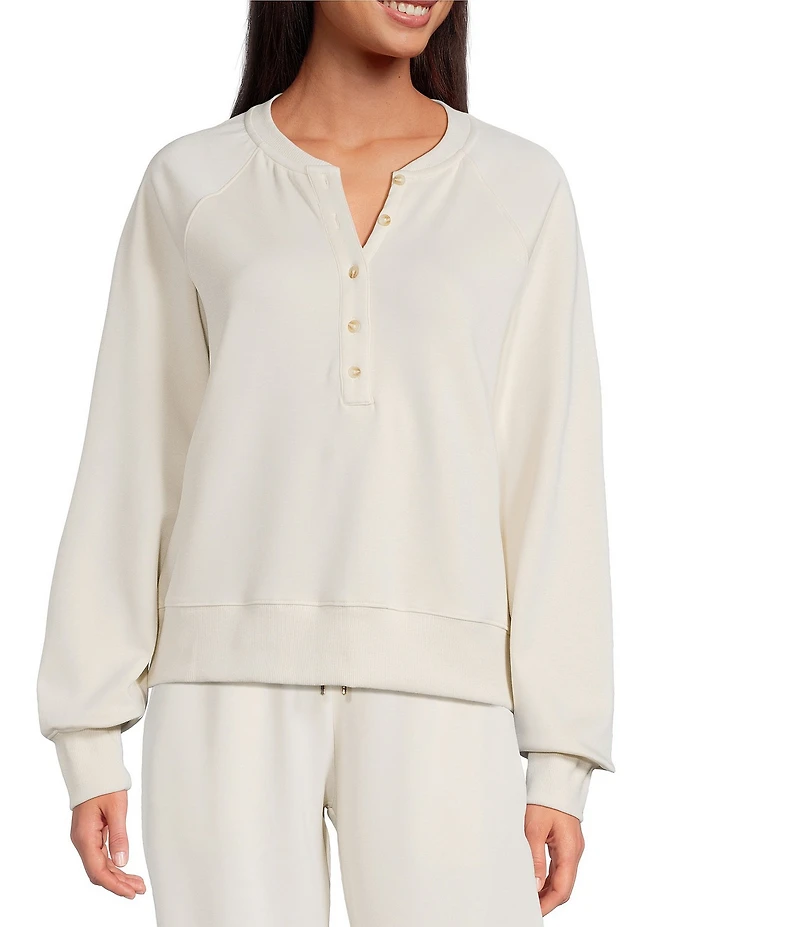 Every Coordinating Knit Henley Long Sleeve Button Front Sweatshirt