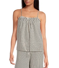 Every Coordinating Knit Striped Scoop Neck Sleeveless Babydoll Top