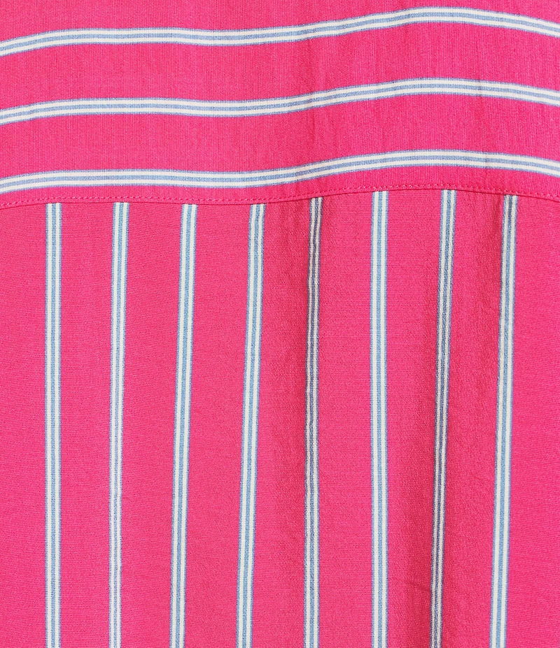 Every Coordinating Striped Knit Notch Collar Short Sleeve Tie Front Top