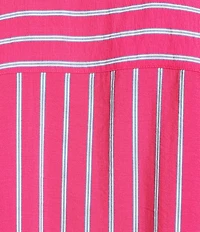 Every Coordinating Striped Knit Notch Collar Short Sleeve Tie Front Top