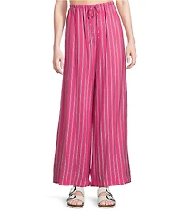 Every Coordinating Striped Pocketed Pull-On Wide Pants