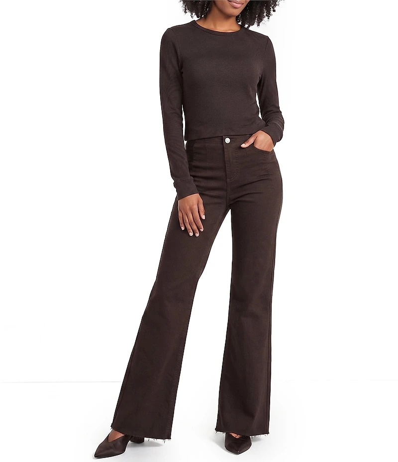 Every Crew Neck Long Sleeve Ribbed Knit Shirt
