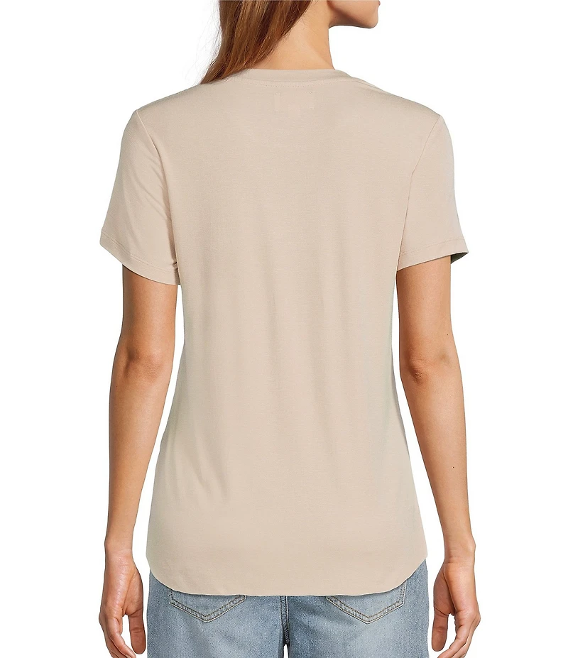 Every Crew Neck Ribbed Short Sleeve Shirttail Hem Tee Shirt