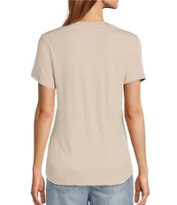 Every Crew Neck Ribbed Short Sleeve Shirttail Hem Tee Shirt