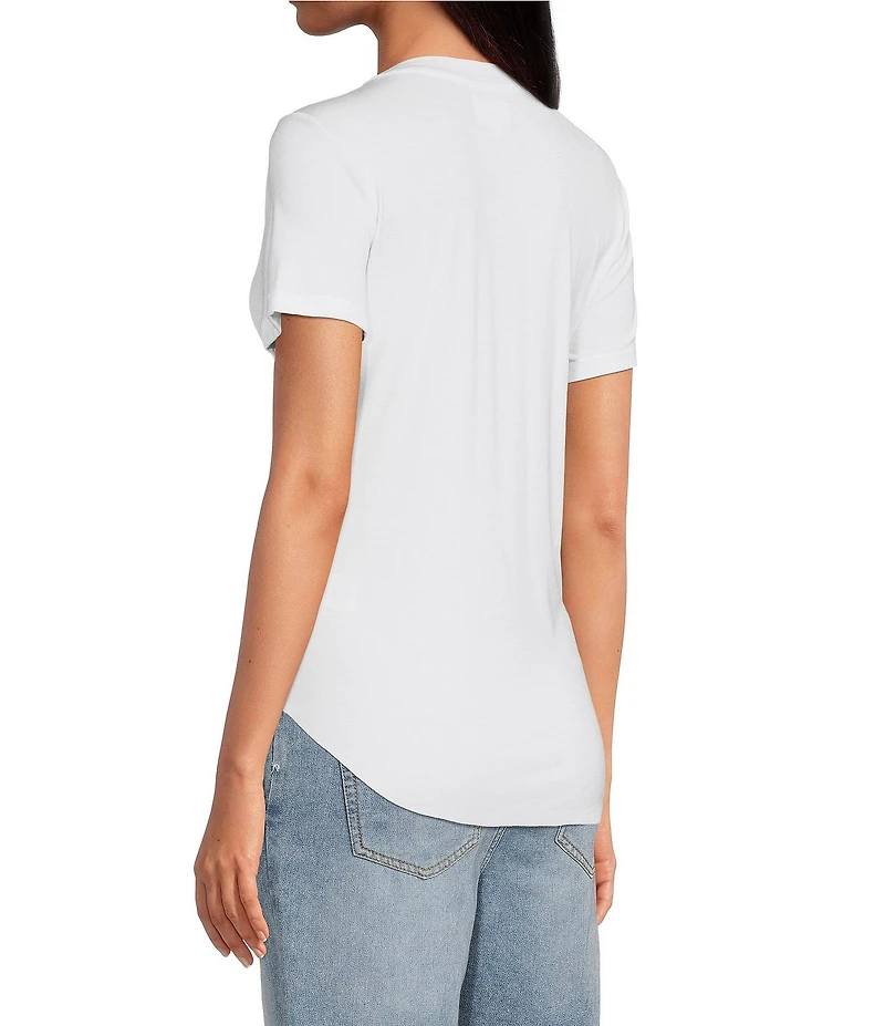 Every Crew Neck Ribbed Short Sleeve Shirttail Hem Tee Shirt