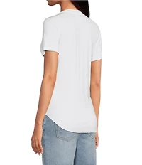 Every Crew Neck Ribbed Short Sleeve Shirttail Hem Tee Shirt