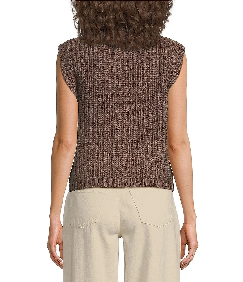 Every Crew Neck Sleeveless Button Front Vest