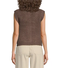 Every Crew Neck Sleeveless Button Front Vest