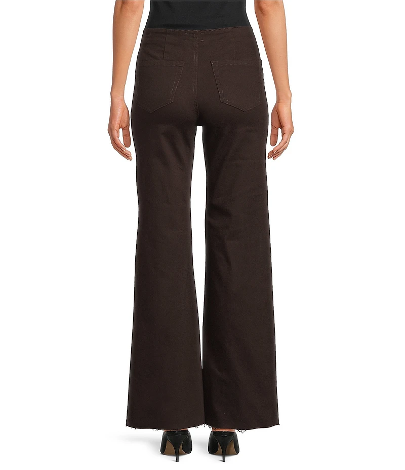 Every Denim Flat Front High Rise Frayed Hem Pants
