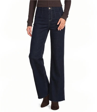 Every Denim Flat Front High Rise Frayed Hem Pants