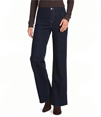 Every Denim Flat Front High Rise Frayed Hem Pants
