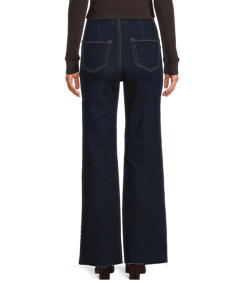 Every Denim Flat Front High Rise Frayed Hem Pants