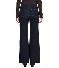 Every Denim Flat Front High Rise Frayed Hem Pants