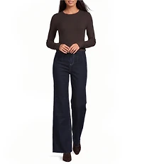 Every Denim Flat Front High Rise Frayed Hem Pants