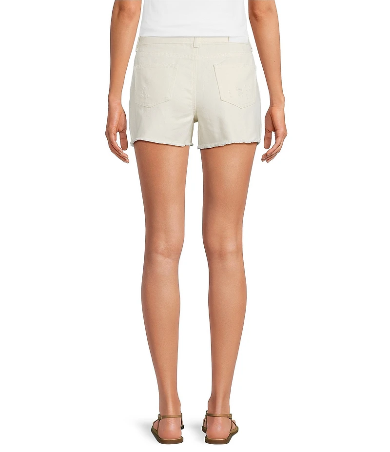 Every Denim Mid-Rise Raw Hem Mini Shorts