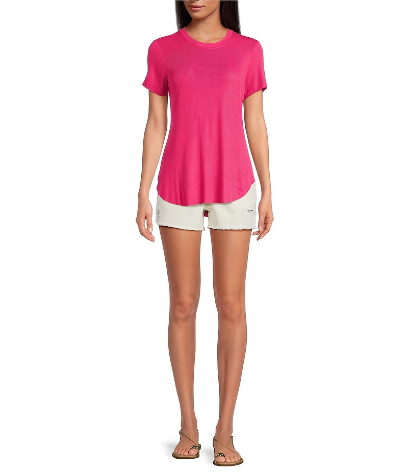 Every Denim Mid-Rise Raw Hem Mini Shorts