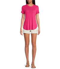 Every Denim Mid-Rise Raw Hem Mini Shorts