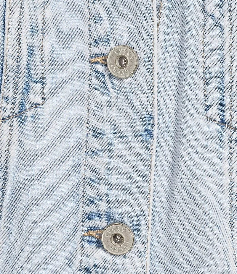 Every Hooded Denim V-Neck Hooded Long Sleeve Jacket