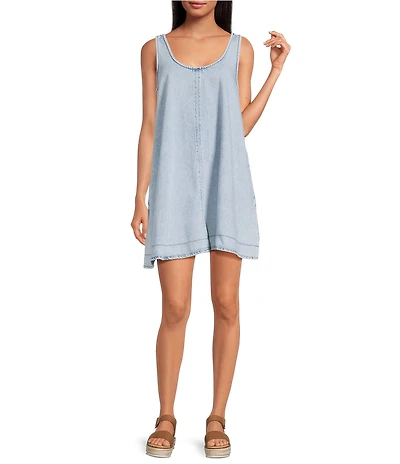 Every Kellwood Denim Scoop Neck Sleeveless Dress