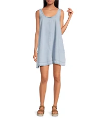 Every Kellwood Denim Scoop Neck Sleeveless Dress