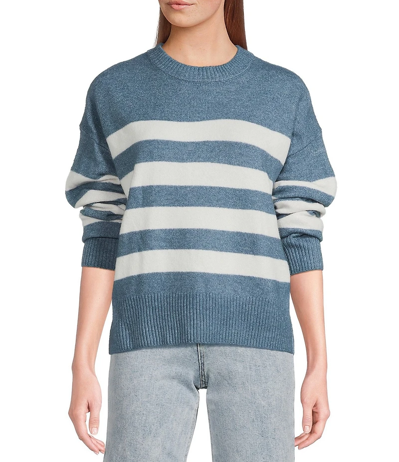 Every Knit Striped Crew Neck Long Sleeve Sweater