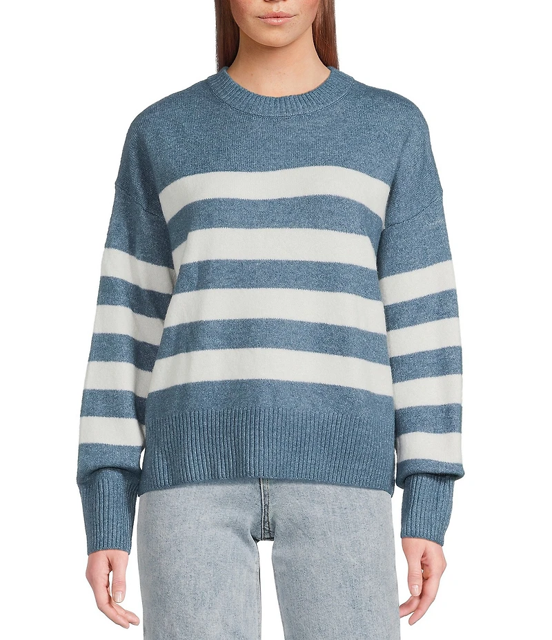 Every Knit Striped Crew Neck Long Sleeve Sweater