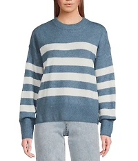 Every Knit Striped Crew Neck Long Sleeve Sweater