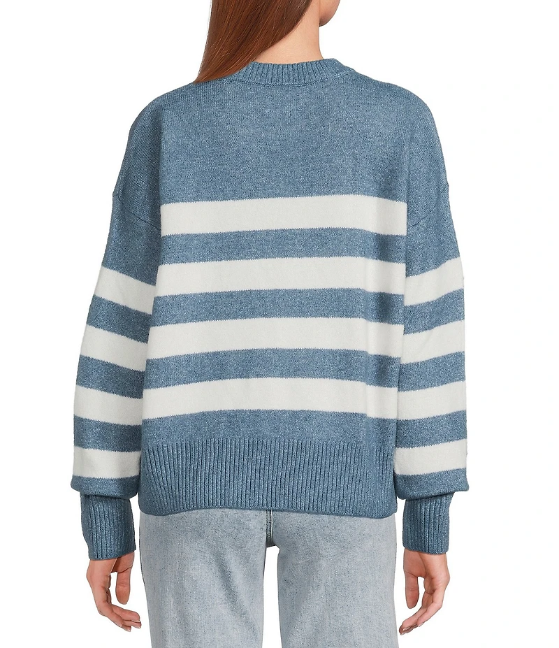 Every Knit Striped Crew Neck Long Sleeve Sweater
