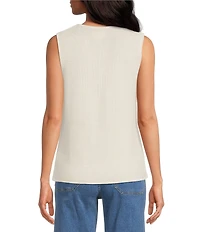 Every Knit V-Neck Sleeveless Tie Front Blouse