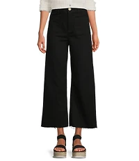 Every Patch Pocket High Rise Frayed Hem Wide Leg Jeans