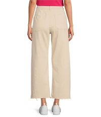 Every Patch Pocket High Rise Frayed Hem Wide Leg Jeans